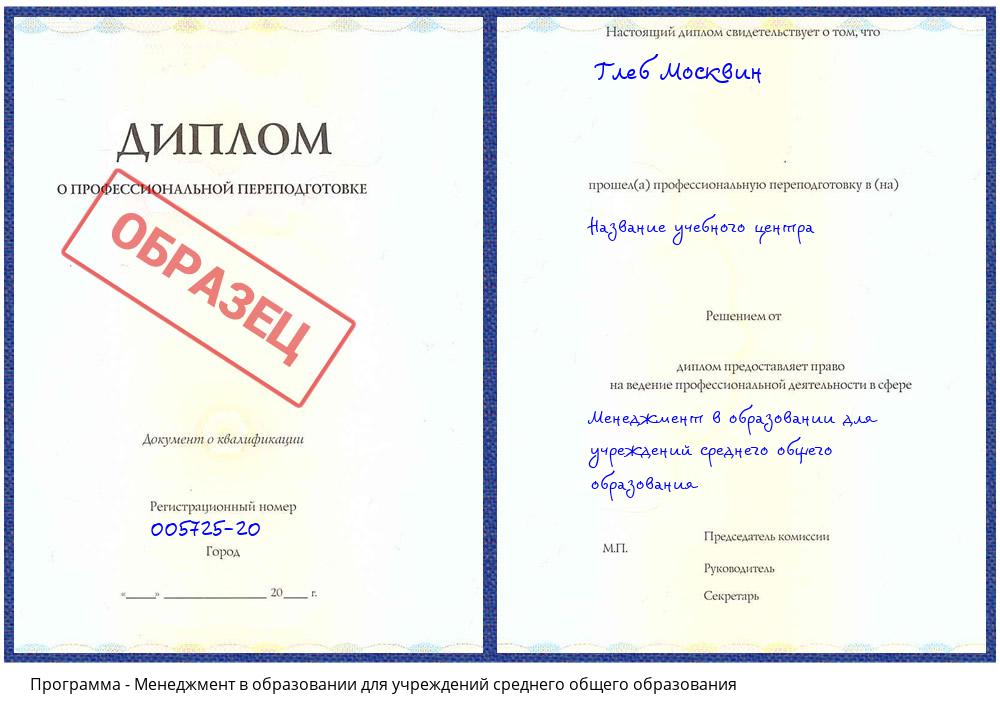 Менеджмент в образовании для учреждений среднего общего образования Мытищи