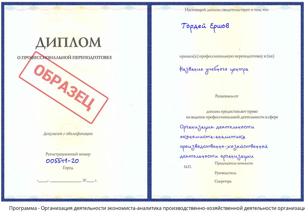 Организация деятельности экономиста-аналитика производственно-хозяйственной деятельности организации Мытищи